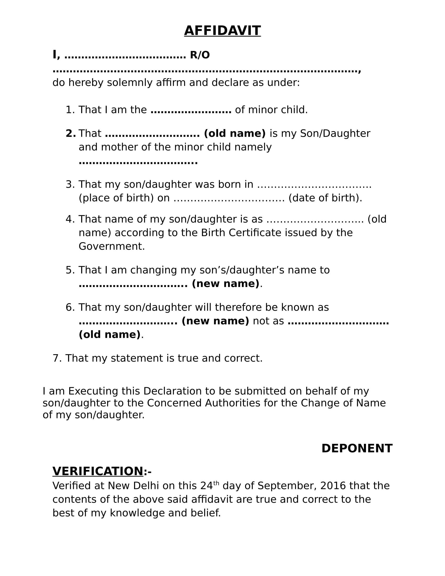 PREVIEW FOR AFFIDAVIT FOR NAME CHANGE MINOR CHILD 1 EDrafter