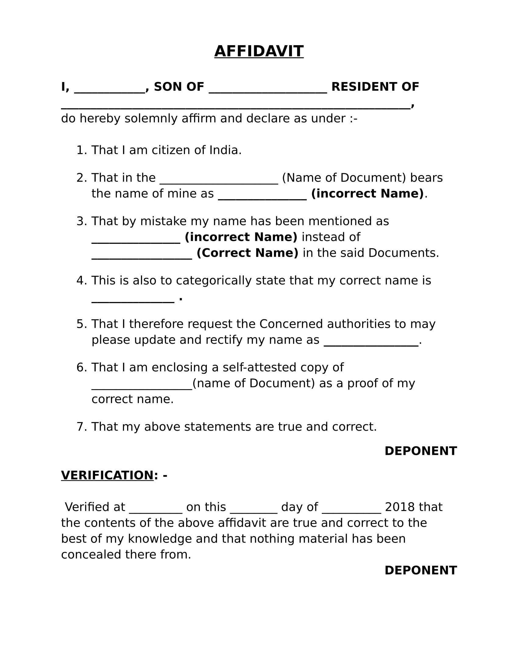 Name Correction Affidavit EDrafter